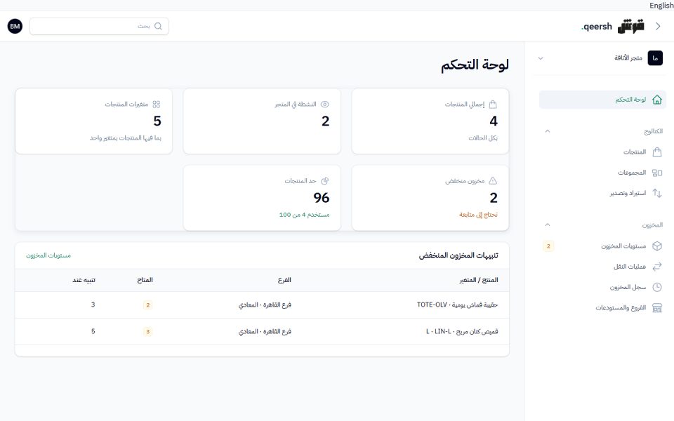 لوحة تحكم التاجر في قرش مع دليل تجهيز المتجر